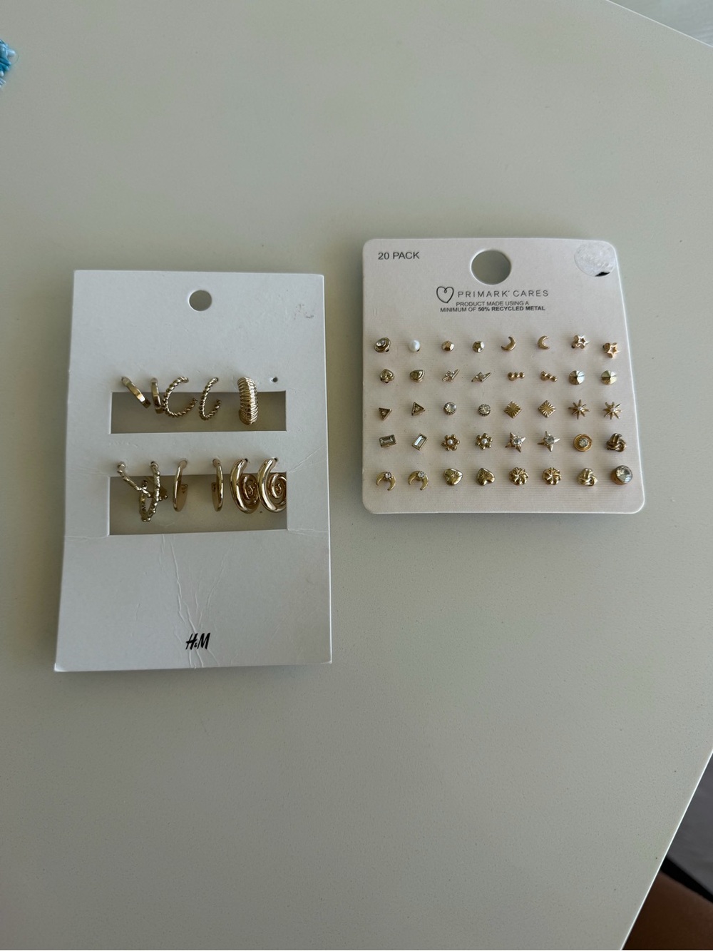 H&M & Primark Mixed Gold-Tone Earring Set - 20 Pack Studs + 5 H&M pairs - NWT